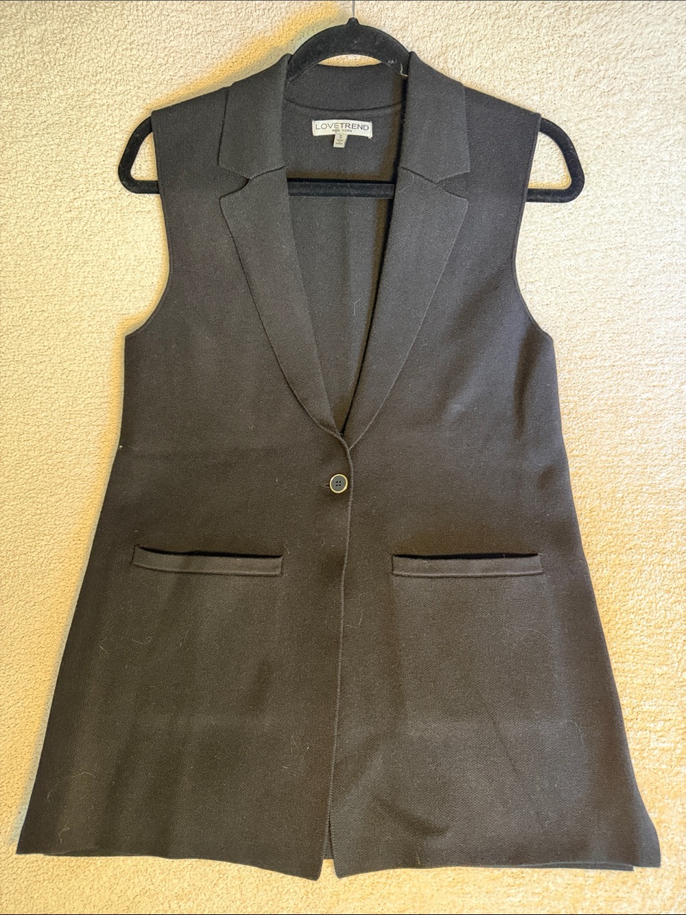 Love Trend Black Sleeveless Long Blazer Vest